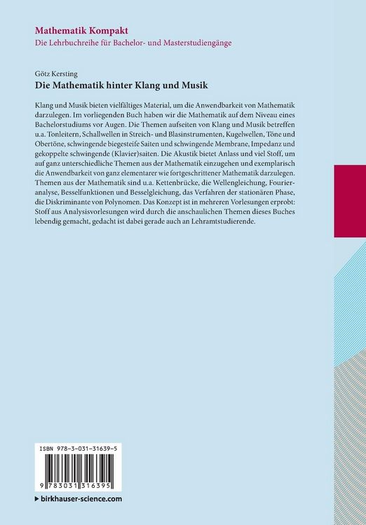 Produktbild: Die Mathematik hinter Klang und Musik