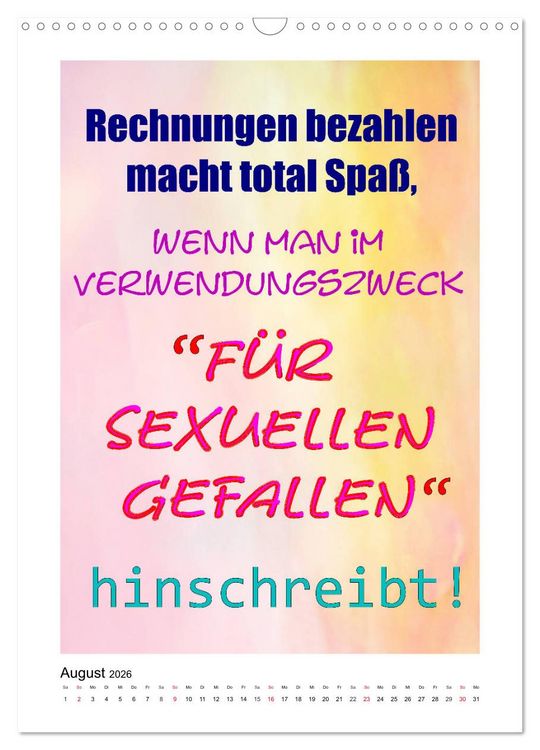 Produktbild: Humor und Ironie. Lustige Spr&uuml;che (Wandkalender 2026 DIN A3 hoch), CALVENDO Monatskalender
