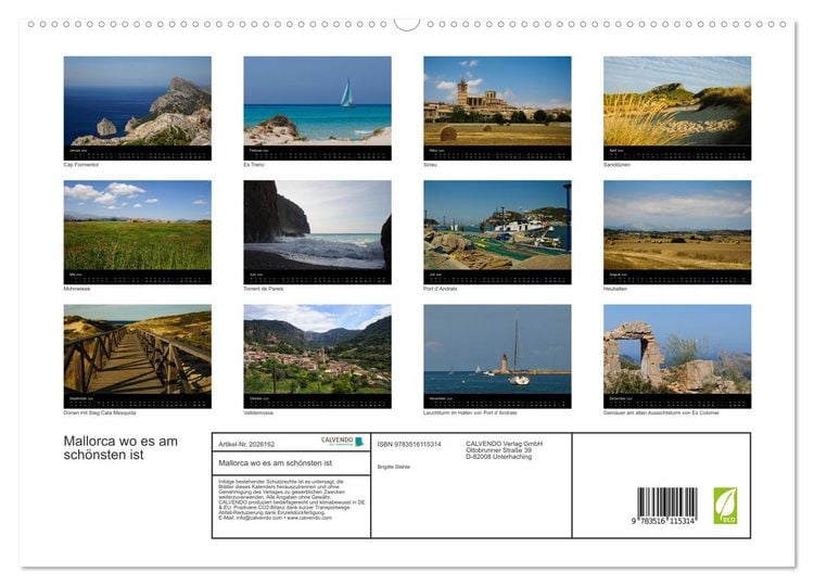 Produktbild: Mallorca wo es am sch&ouml;nsten ist (hochwertiger Premium Wandkalender 2026 DIN A2 quer), Kunstdruck in Hochglanz