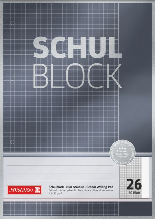 Produktbild: Brunnen Schulblock A4 Lin26 50Bl Premium
