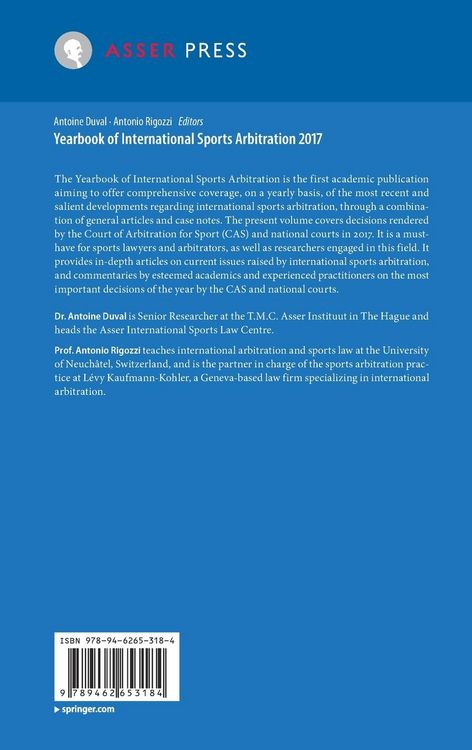 Produktbild: Yearbook of International Sports Arbitration 2017