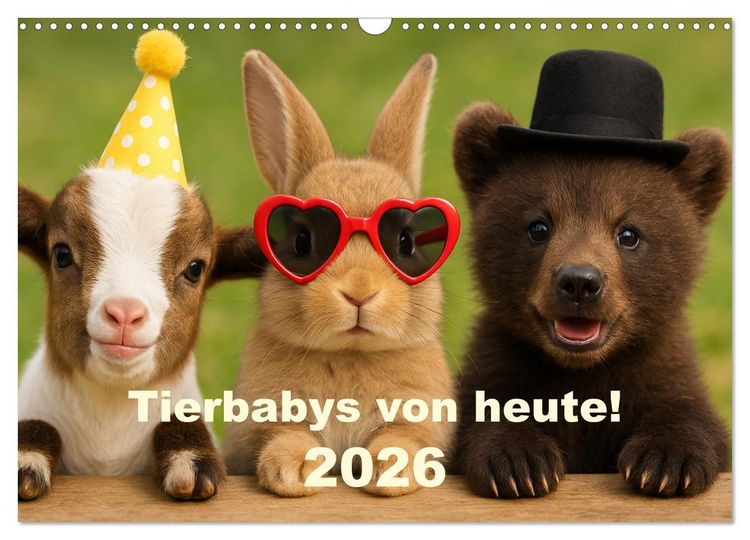 Produktbild: Tierbaby von heute! (Wandkalender 2026 DIN A3 quer), CALVENDO Monatskalender