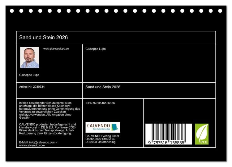 Produktbild: Sand und Stein 2026 (Tischkalender 2026 DIN A5 quer), CALVENDO Monatskalender