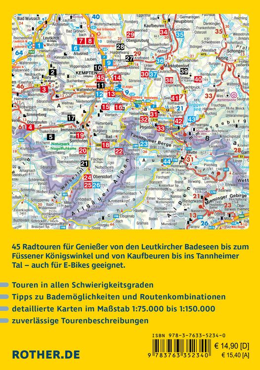 Produktbild: ROTHER Radf&uuml;hrer Allg&auml;u &ndash; Radtouren f&uuml;r Genie&szlig;er. 45 Radtouren von Leutkirch und Kaufbeuren bis Oberstdorf und F&uuml;ssen &ndash; mit Radrunde Allg&auml;u