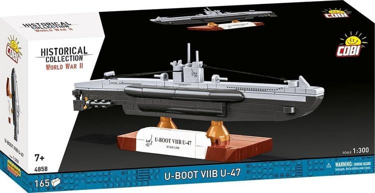 Produktbild: COBI Historical Collection 4858 - U-Boot VIIB U-47, WWII, Bausatz 1:300, Klemmbausteine 165 Teile
