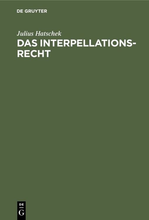 Produktbild: Das Interpellationsrecht