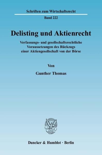 Produktbild: Delisting und Aktienrecht.