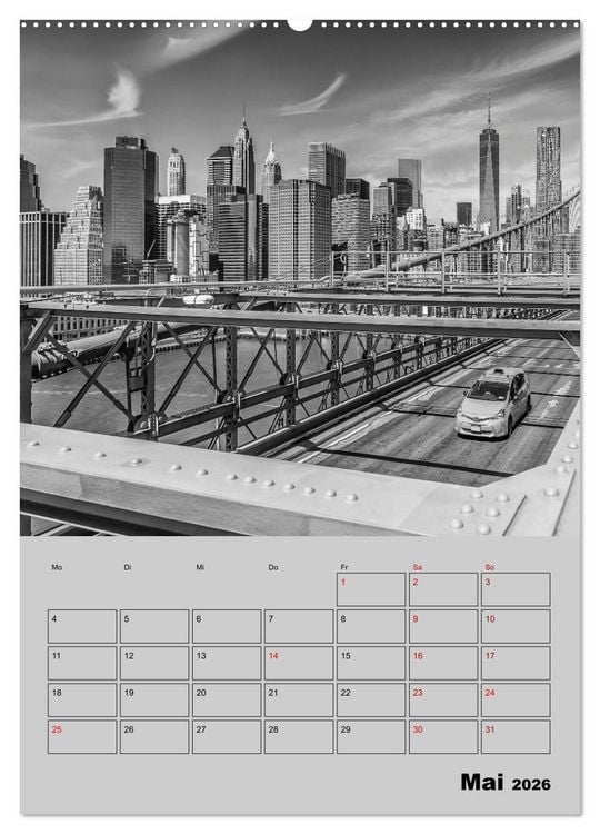 Produktbild: NEW YORK CITY Monochrome Stadtansichten (Wandkalender 2026 DIN A2 hoch), CALVENDO Monatskalender