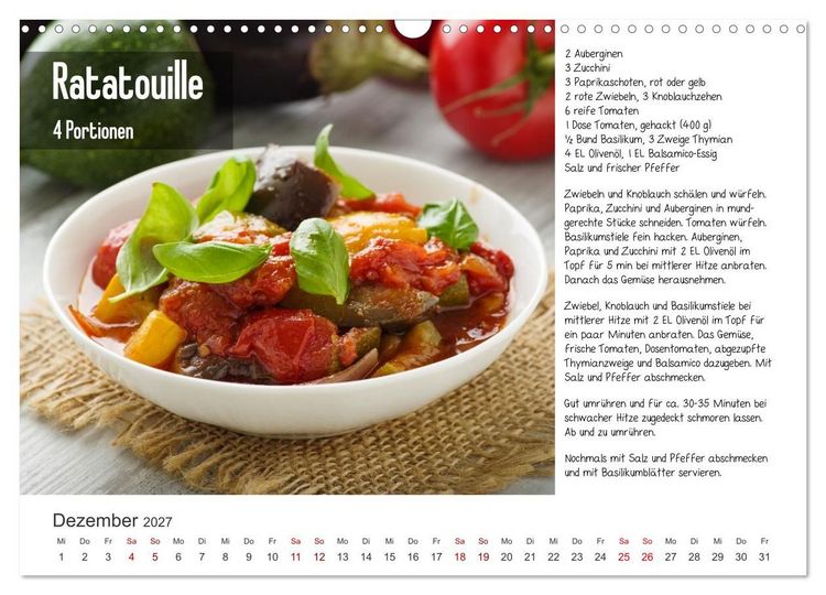 Produktbild: Fleischlos gl&uuml;cklich - 12 Foodfotos mit leckeren Rezepten (Wandkalender 2027 DIN A3 quer), CALVENDO Monatskalender