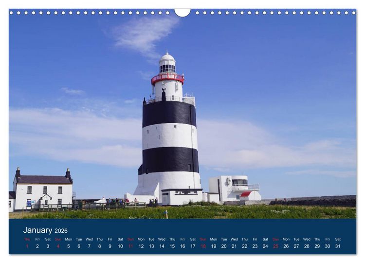 Produktbild: Irish Lighthouses - Beacons along Ireland's wild coast (Wall Calendar 2026 DIN A3 landscape), CALVENDO 12 Month Wall Calendar