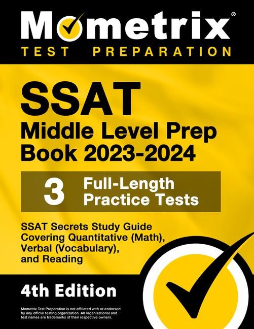 Produktbild: SSAT Middle Level Prep Book 2023-2024 - 3 Full-Length Practice Tests, SSAT Secrets Study Guide Covering Quantitative (Math), Verbal (Vocabulary), and