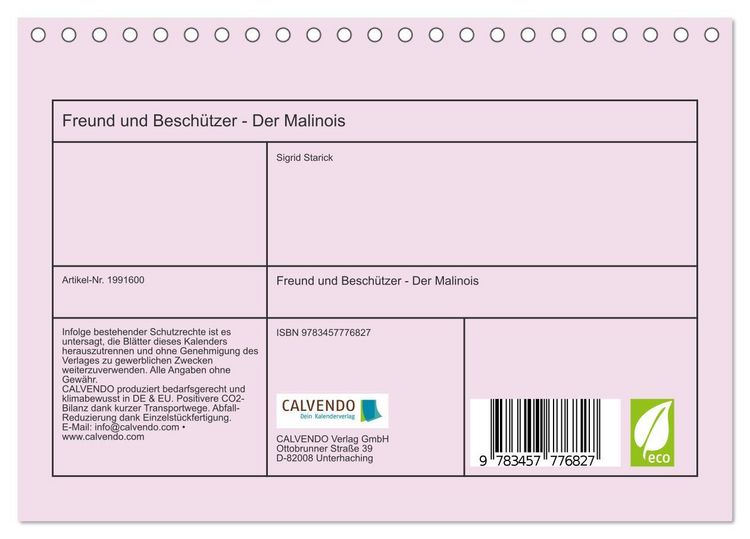 Produktbild: Freund und Besch&uuml;tzer - Der Malinois (Tischkalender 2026 DIN A5 quer), CALVENDO Monatskalender