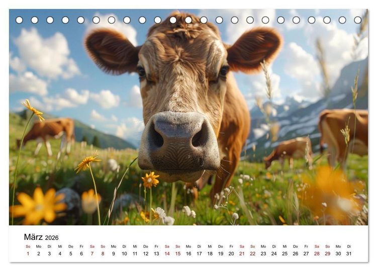 Produktbild: Weidengl&uuml;ck: Ein Jahr unter K&uuml;hen (Tischkalender 2026 DIN A5 quer), CALVENDO Monatskalender