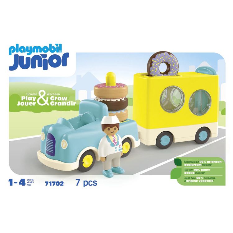 Produktbild: 71702 JUNIOR Verr&uuml;ckter Donut Truck mit Stapel- und Sortierfunktion