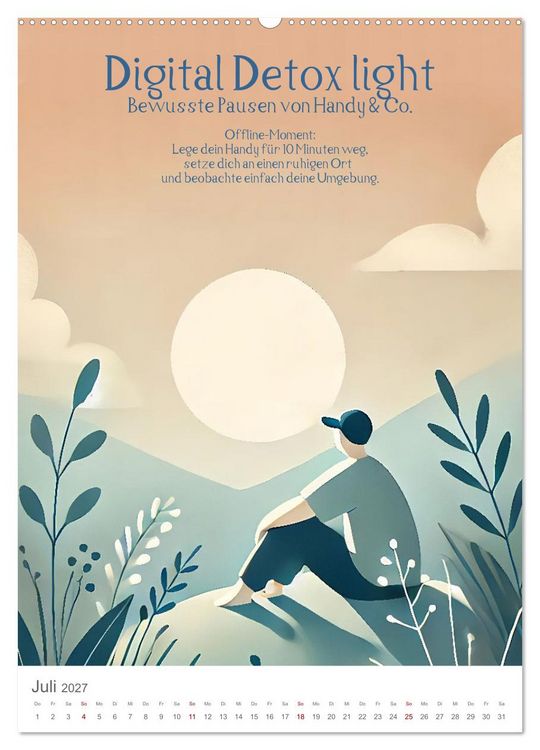 Produktbild: Dein Anti-Stress Kalender - Monatliche Inspirationen f&uuml;r mehr Entspannung (hochwertiger Premium Wandkalender 2027 DIN A2 hoch), Kunstdruck in Hochglanz