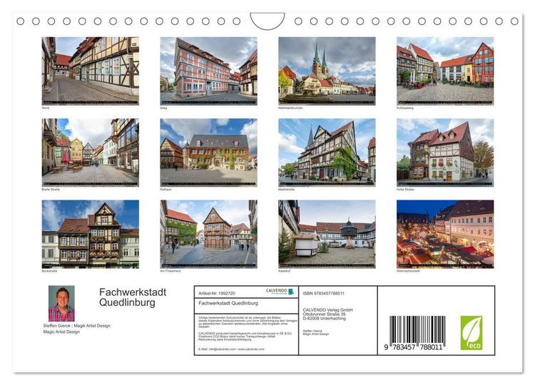 Produktbild: Fachwerkstadt Quedlinburg (Wandkalender 2026 DIN A4 quer), CALVENDO Monatskalender