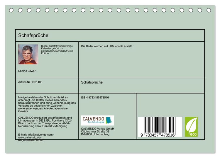Produktbild: Schafspr&uuml;che (Tischkalender 2026 DIN A5 quer), CALVENDO Monatskalender