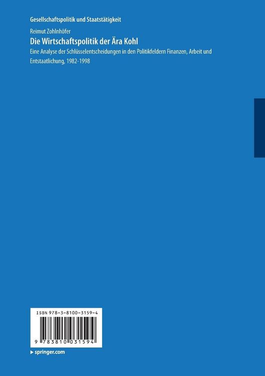 Produktbild: Die Wirtschaftspolitik der &Auml;ra Kohl