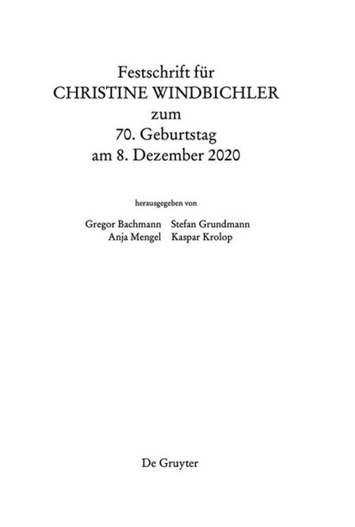 Produktbild: Festschrift f&uuml;r Christine Windbichler zum 70. Geburtstag am 8. Dezember 2020