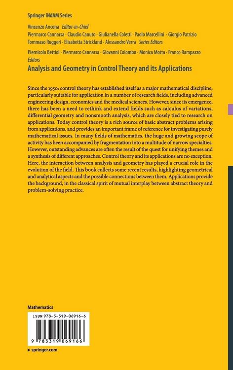 Produktbild: Analysis and Geometry in Control Theory and its Applications