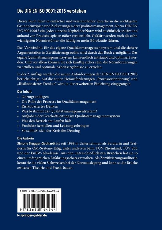 Produktbild: Die DIN EN ISO 9001:2015 verstehen