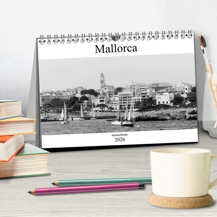 Produktbild: Mallorca monochrom (Tischkalender 2026 DIN A5 quer), CALVENDO Monatskalender