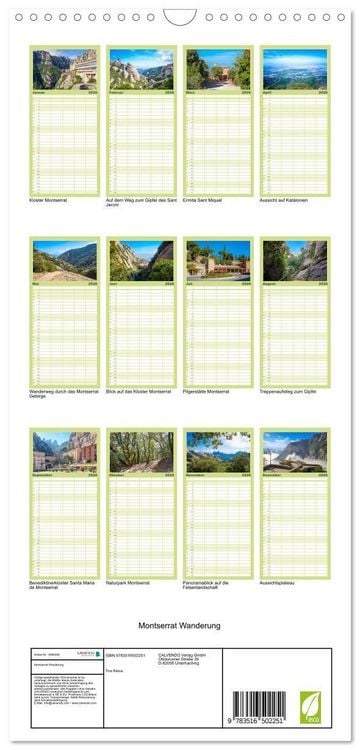 Produktbild: Familienplaner 2026 - Montserrat Wanderung mit 5 Spalten (Wandkalender, 21 x 45 cm) CALVENDO