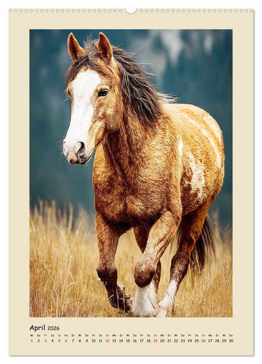 Produktbild: Amerikanische Mustangs. Symbole f&uuml;r Freiheit und Pioniergeis (Wandkalender 2026 DIN A2 hoch), CALVENDO Monatskalender