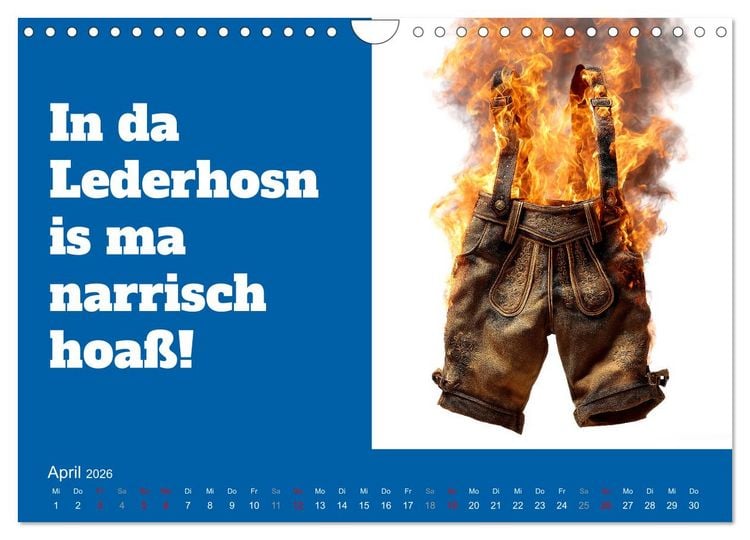 Produktbild: Bayerisch flirten, Gspusi! Bayern Kalender mit Dialekt und Mundart (Wandkalender 2026 DIN A4 quer), CALVENDO Monatskalender