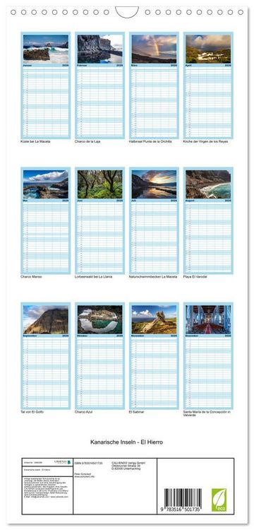 Produktbild: Familienplaner 2026 - Kanarische Inseln - El Hierro mit 5 Spalten (Wandkalender, 21 x 45 cm) CALVENDO