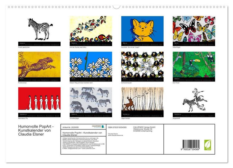 Produktbild: Humorvolle PopArt - Kunstkalender von Claudia Elsner (hochwertiger Premium Wandkalender 2026 DIN A2 quer), Kunstdruck in Hochglanz