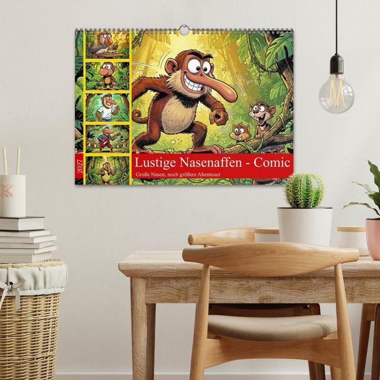Produktbild: Lustige Nasenaffen - Comic (Wandkalender 2027 DIN A3 quer), CALVENDO Monatskalender