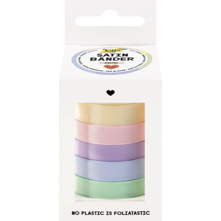 Produktbild: folia Satinb&auml;nder Pastel 5 Farben 10mmx4m 5 St&uuml;ck