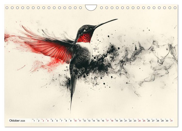 Produktbild: Fliegende Kunstwerke - Kolibris (Wandkalender 2026 DIN A4 quer), CALVENDO Monatskalender