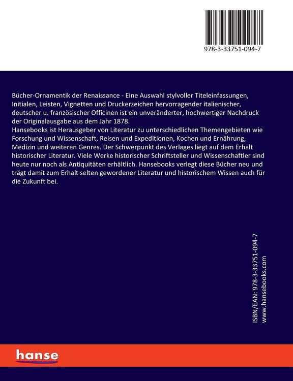 Produktbild: B&uuml;cher-Ornamentik der Renaissance
