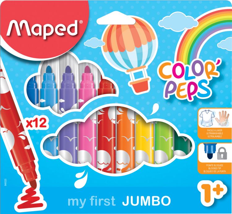 Produktbild: Maped Fasermaler Color'Peps Jumbo 12 St&uuml;ck Kartonetui