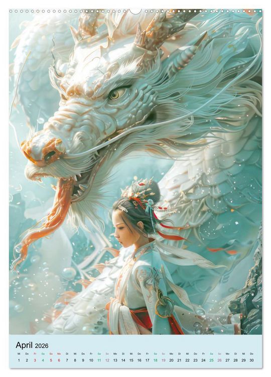 Produktbild: Mein zauberhafter Drache &ndash; KI-Illustrationen (Wandkalender 2026 DIN A2 hoch), CALVENDO Monatskalender