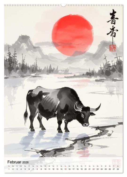 Produktbild: Die 12 chinesischen Tierkreiszeichen (Wandkalender 2026 DIN A2 hoch), CALVENDO Monatskalender