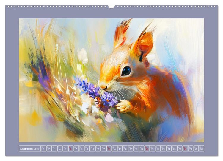 Produktbild: Nagergl&uuml;ck und Bl&uuml;tenzauber. Niedliche Tierchen im romantischen Stil (hochwertiger Premium Wandkalender 2026 DIN A2 quer), Kunstdruck in Hochglanz