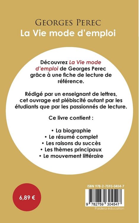 Produktbild: Fiche de lecture La Vie mode d'emploi (&Eacute;tude int&eacute;grale)