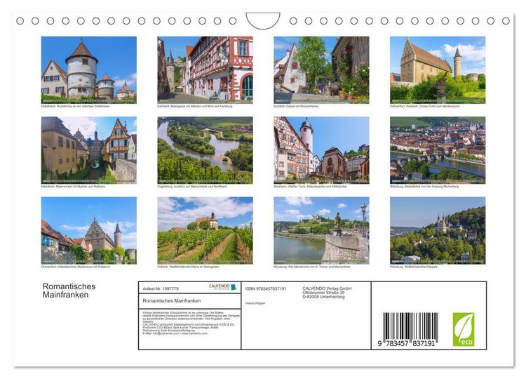Produktbild: Romantisches Mainfranken (Wandkalender 2026 DIN A4 quer), CALVENDO Monatskalender