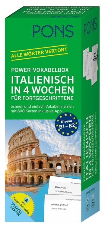 Produktbild: PONS Power-Vokabelbox Italienisch in 4 Wochen f&uuml;r Fortgeschrittene