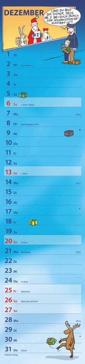 Produktbild: Notizkalender Humor 2026 - Streifenplaner 15x64 cm - Wandkalender - Küchenkalender - mit lustigen Cartoons und Sprüchen - Langplaner