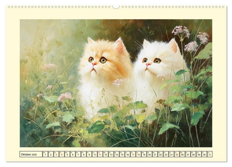 Produktbild: Perserkatzen. Flauschige Momente in kunstvoller &Ouml;loptik (hochwertiger Premium Wandkalender 2026 DIN A2 quer), Kunstdruck in Hochglanz