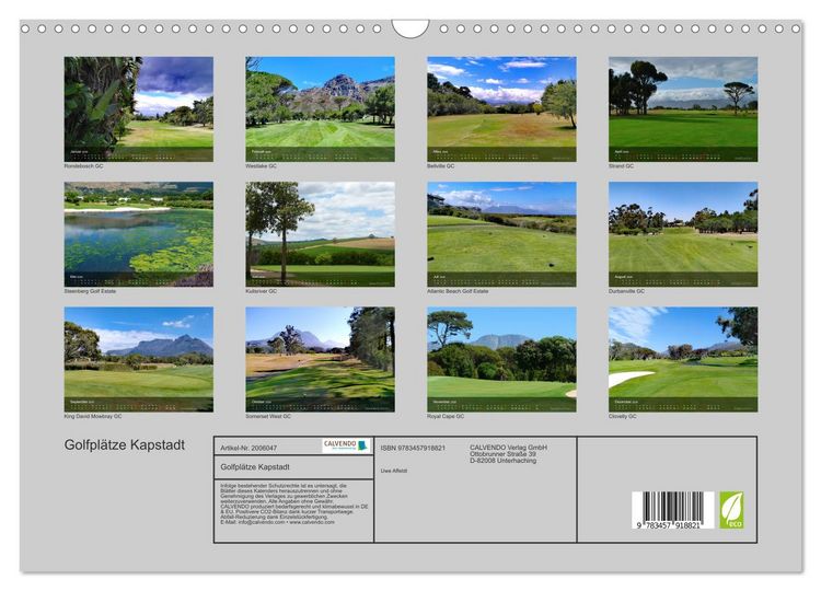 Produktbild: Golfpl&auml;tze Kapstadt (Wandkalender 2026 DIN A3 quer), CALVENDO Monatskalender
