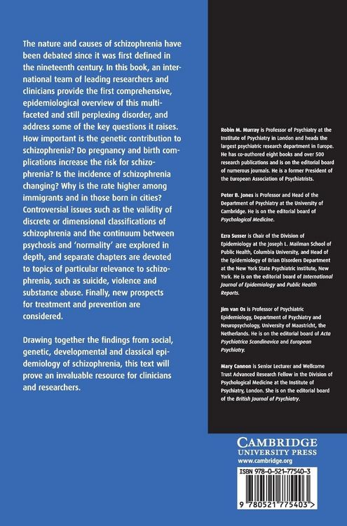 Produktbild: The Epidemiology of Schizophrenia