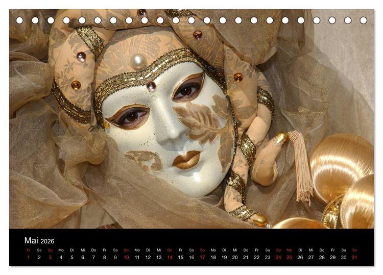 Produktbild: Maskenzauber in Venedig 2026 (Tischkalender 2026 DIN A5 quer), CALVENDO Monatskalender
