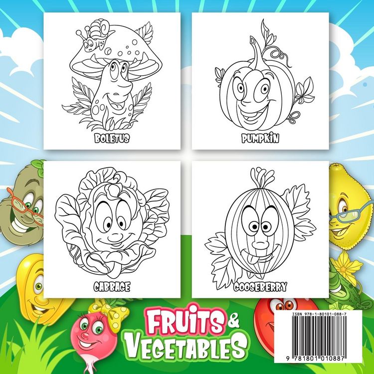 Produktbild: FRUITS & VEGETABLES Coloring Book for Kids