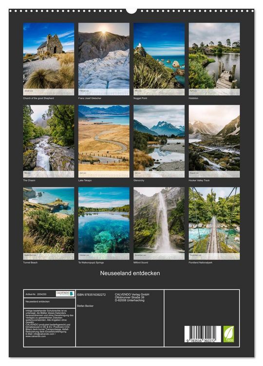 Produktbild: Neuseeland entdecken (hochwertiger Premium Wandkalender 2026 DIN A2 hoch), Kunstdruck in Hochglanz