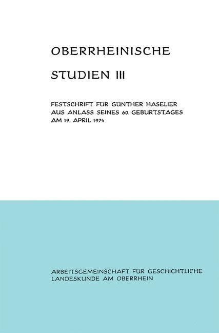 Produktbild: Oberrheinische Studien Band III